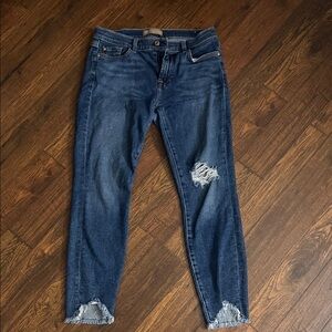 7 For All Mankind Dark Blue Distressed Jeans